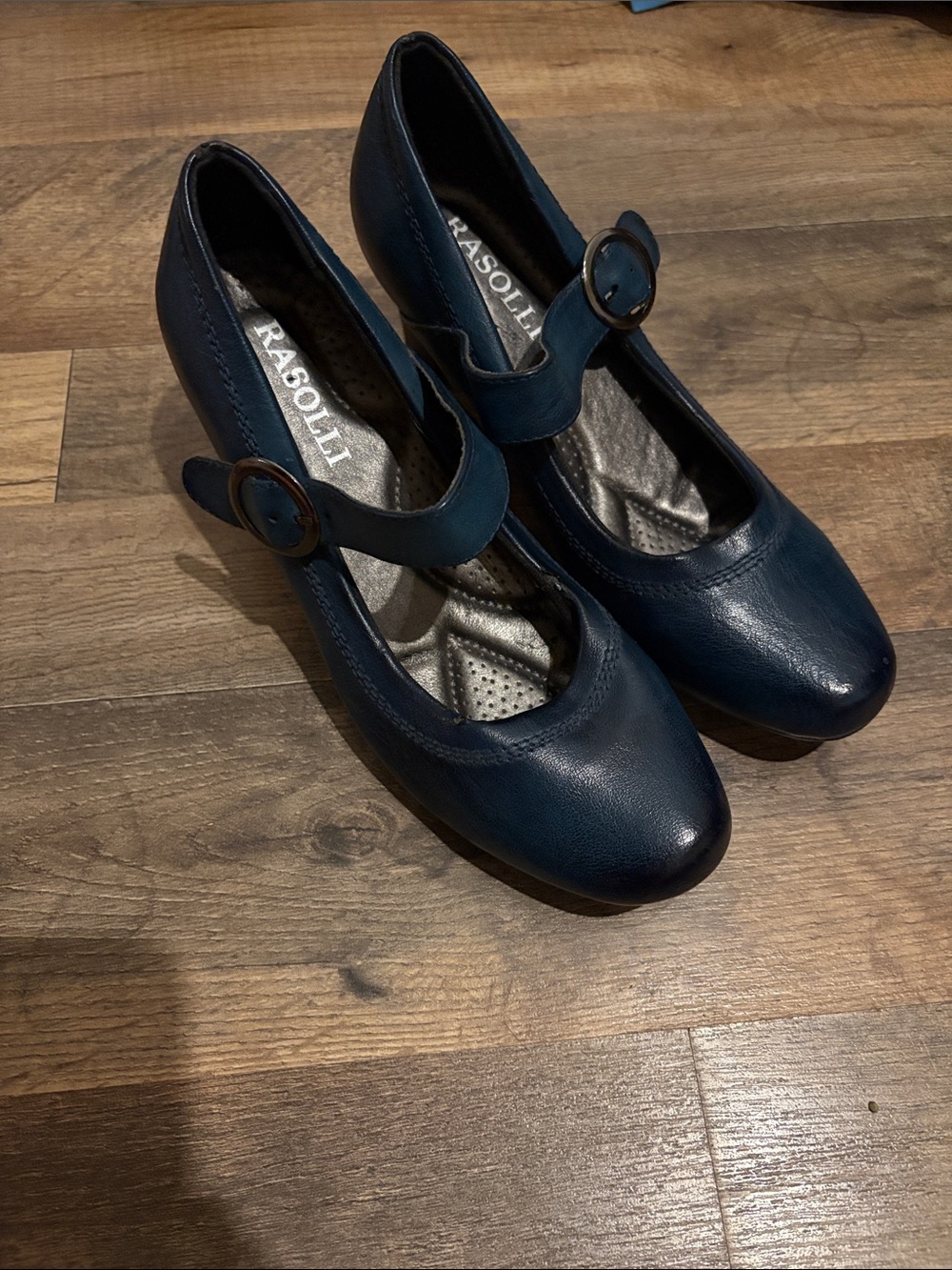 Rasolli Navy Mary Jane Heels with Buckle Strap
